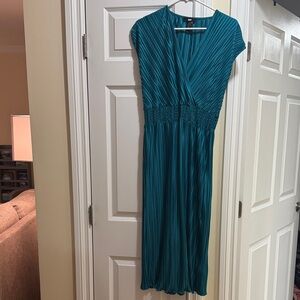 DKNY Teal Midi Dress with Pleats